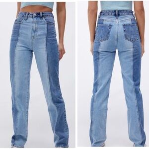 PacSun Women’s Two-Tone Blue Straight-Leg Jeans